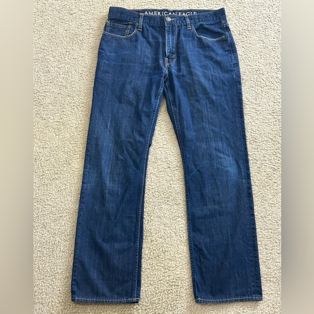 American Eagle Men's Original Straight Dark Wash Denim Jeans Size 33x32